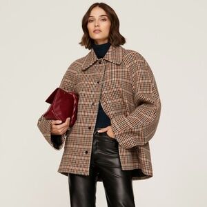 A.L.C. Women's Plaid Jacket Lincoln Shacket Short Wool Blend Coat Small